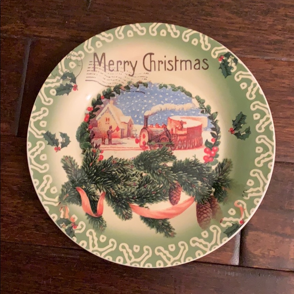 Clay Art Merry Christmas Train Scene 8 in plate